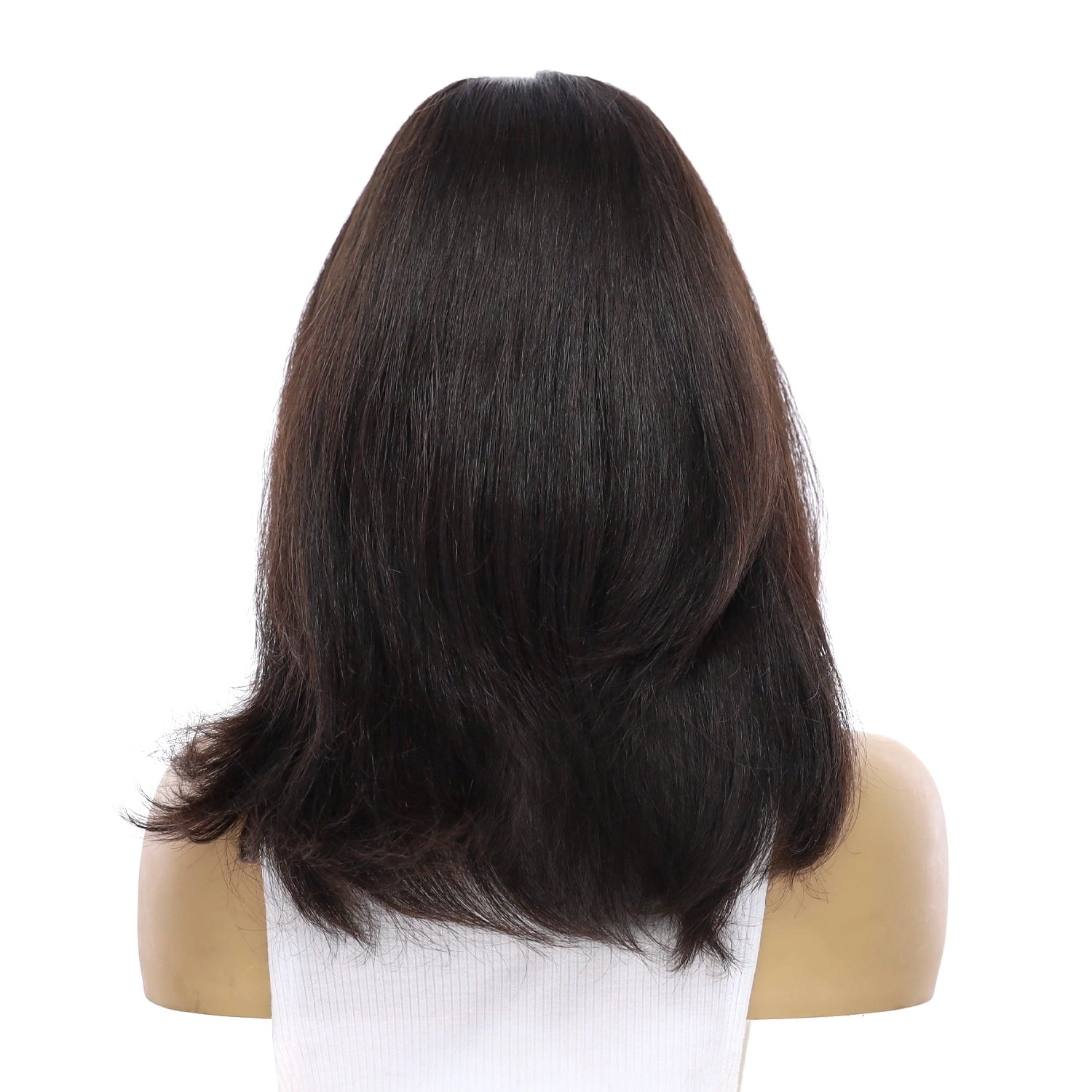 16" Ponytail Silk Part Wig Natural Black