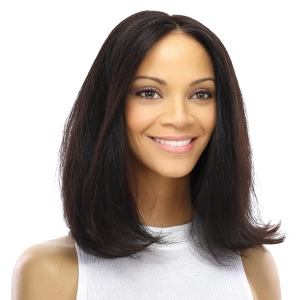 16" Ponytail Silk Part Wig Natural Black