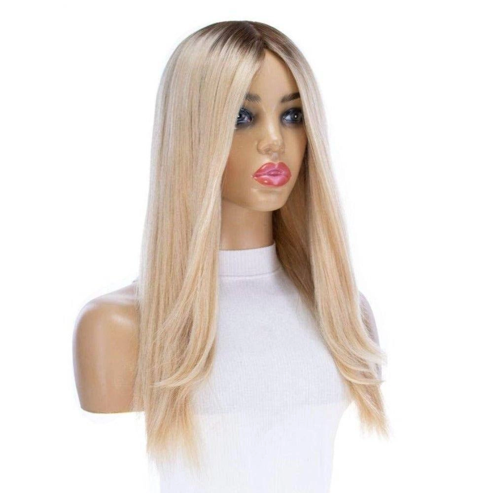 22" Ponytail Silk Part Wig Platinum Blonde