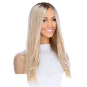 22" Ponytail Silk Part Wig Platinum Blonde