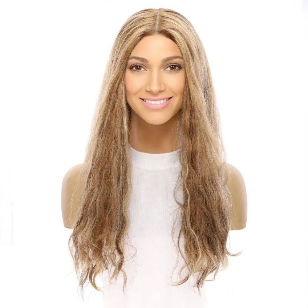 26" Ponytail Silk Top Wig Medium Blonde Wavy