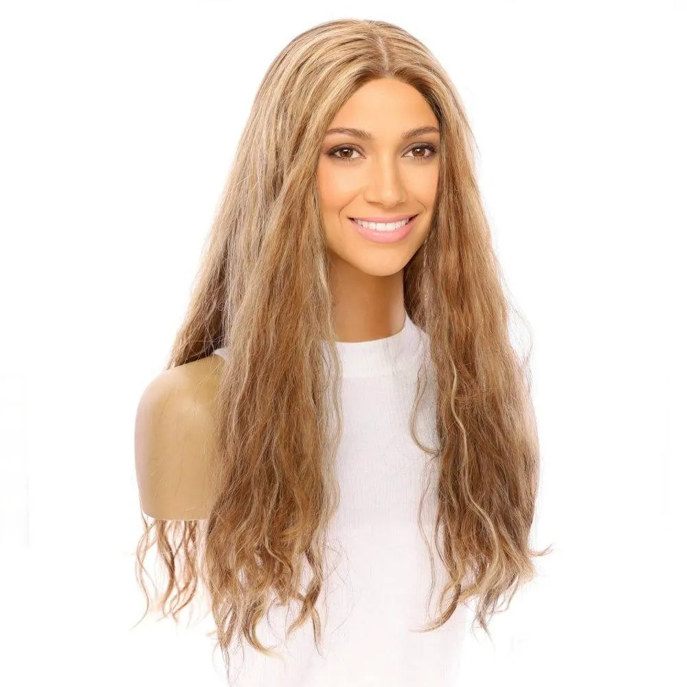 26" Ponytail Silk Top Wig Medium Blonde Wavy