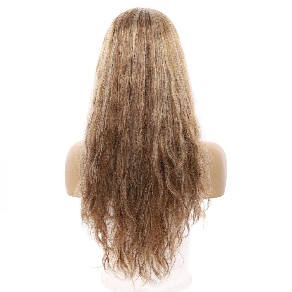 26" Ponytail Silk Top Wig Medium Blonde Wavy
