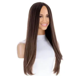 26" Ponytail Silk Top Wig Medium Brown Balayage