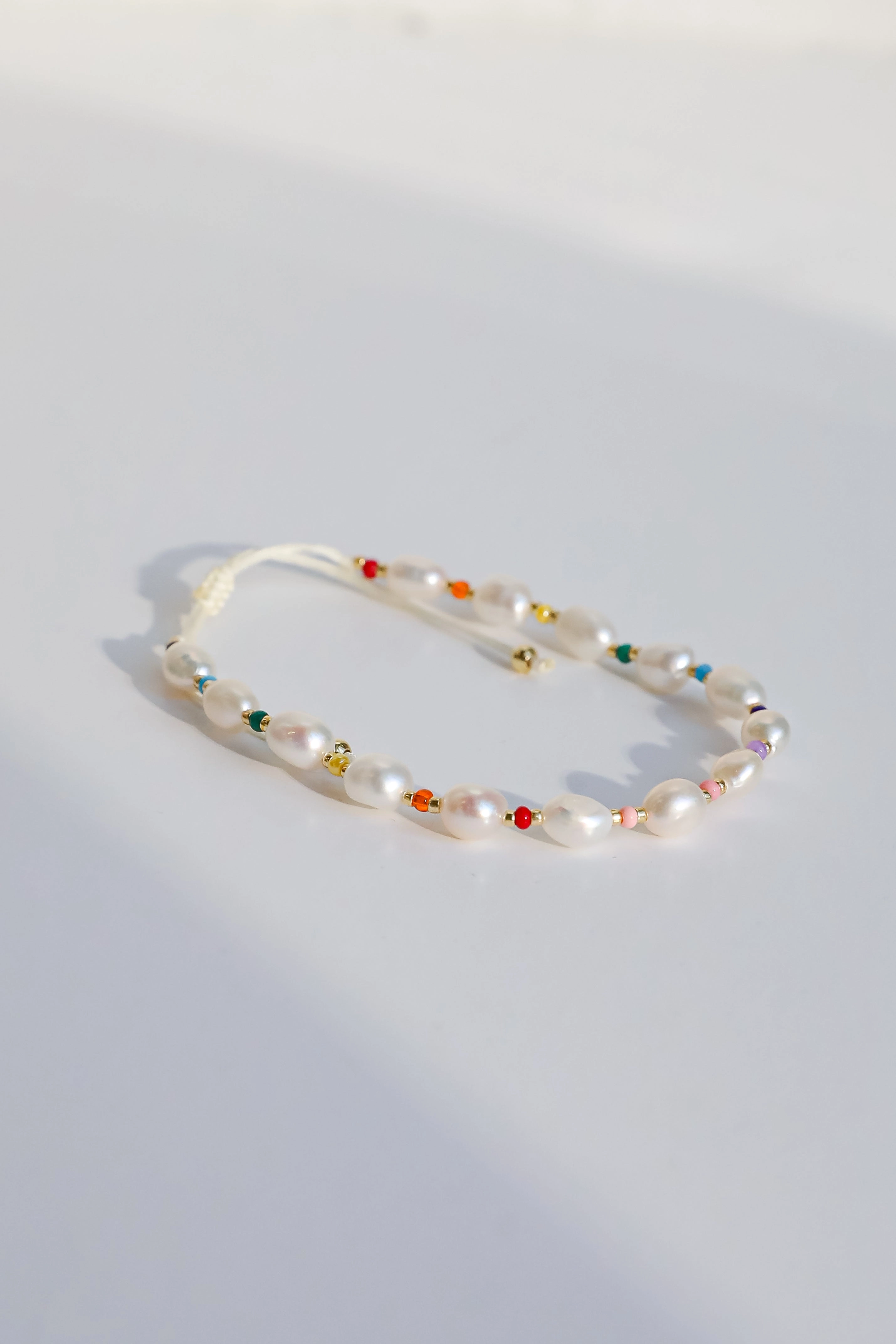 Amber White Pearl Bracelet