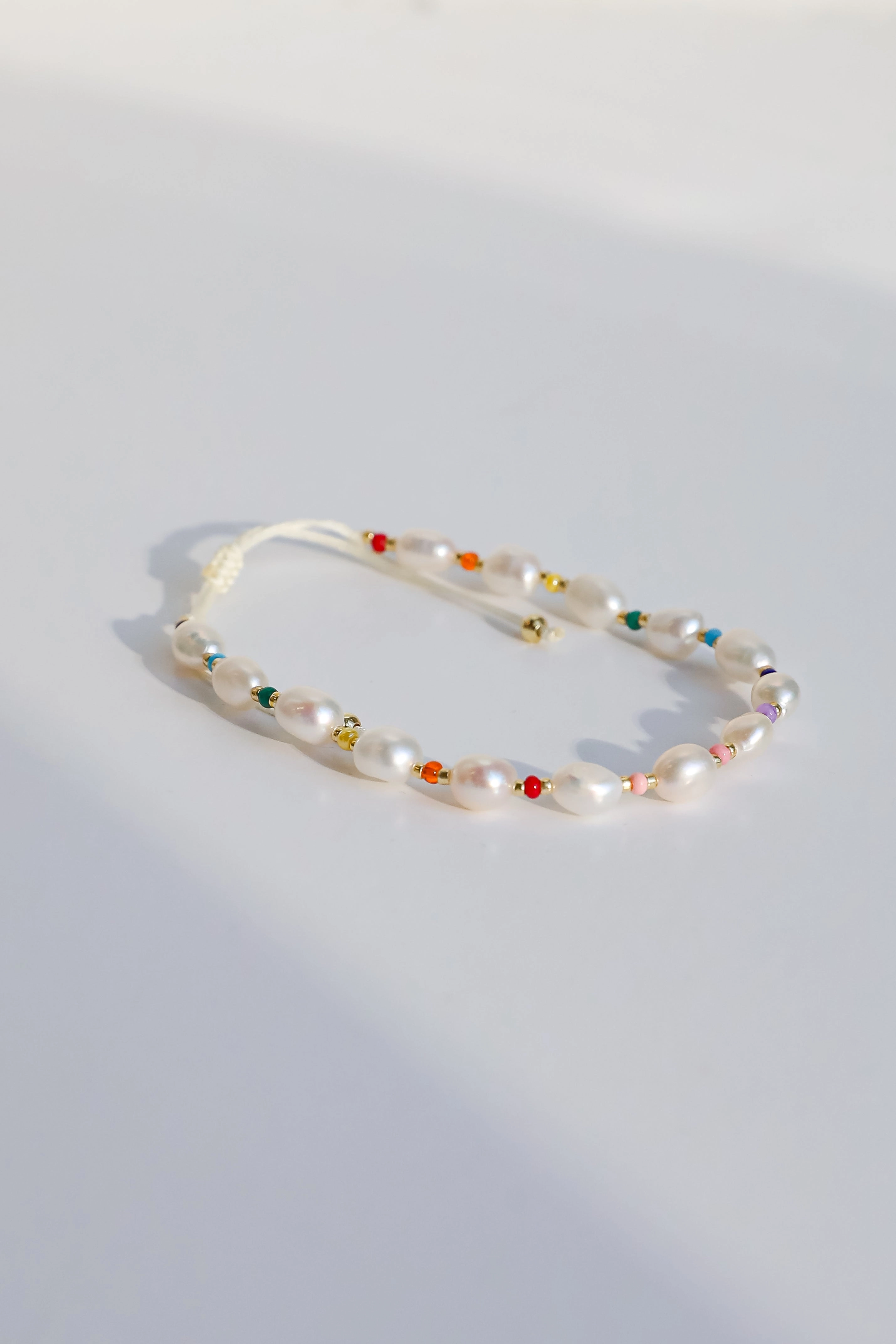 Amber White Pearl Bracelet