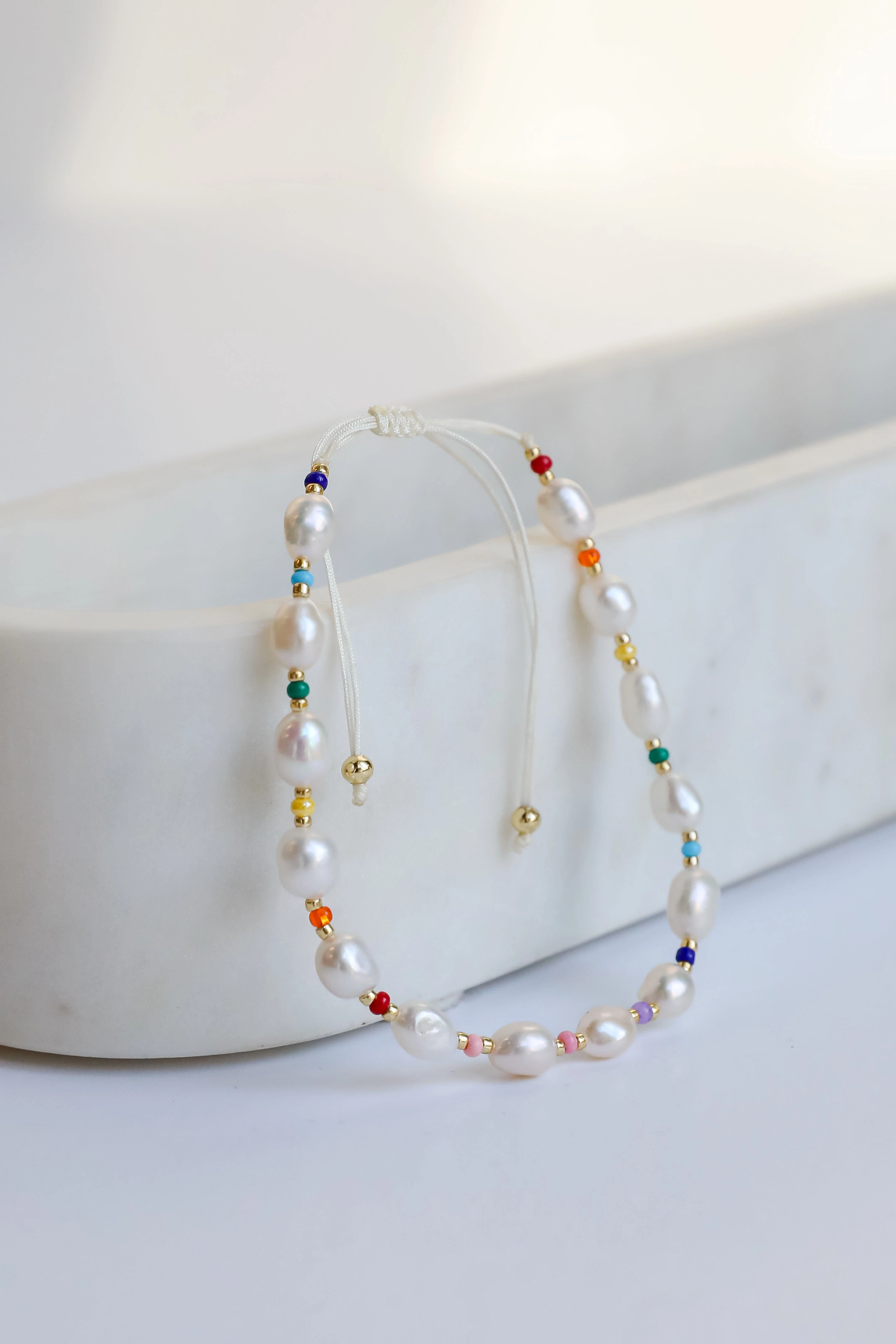 Amber White Pearl Bracelet