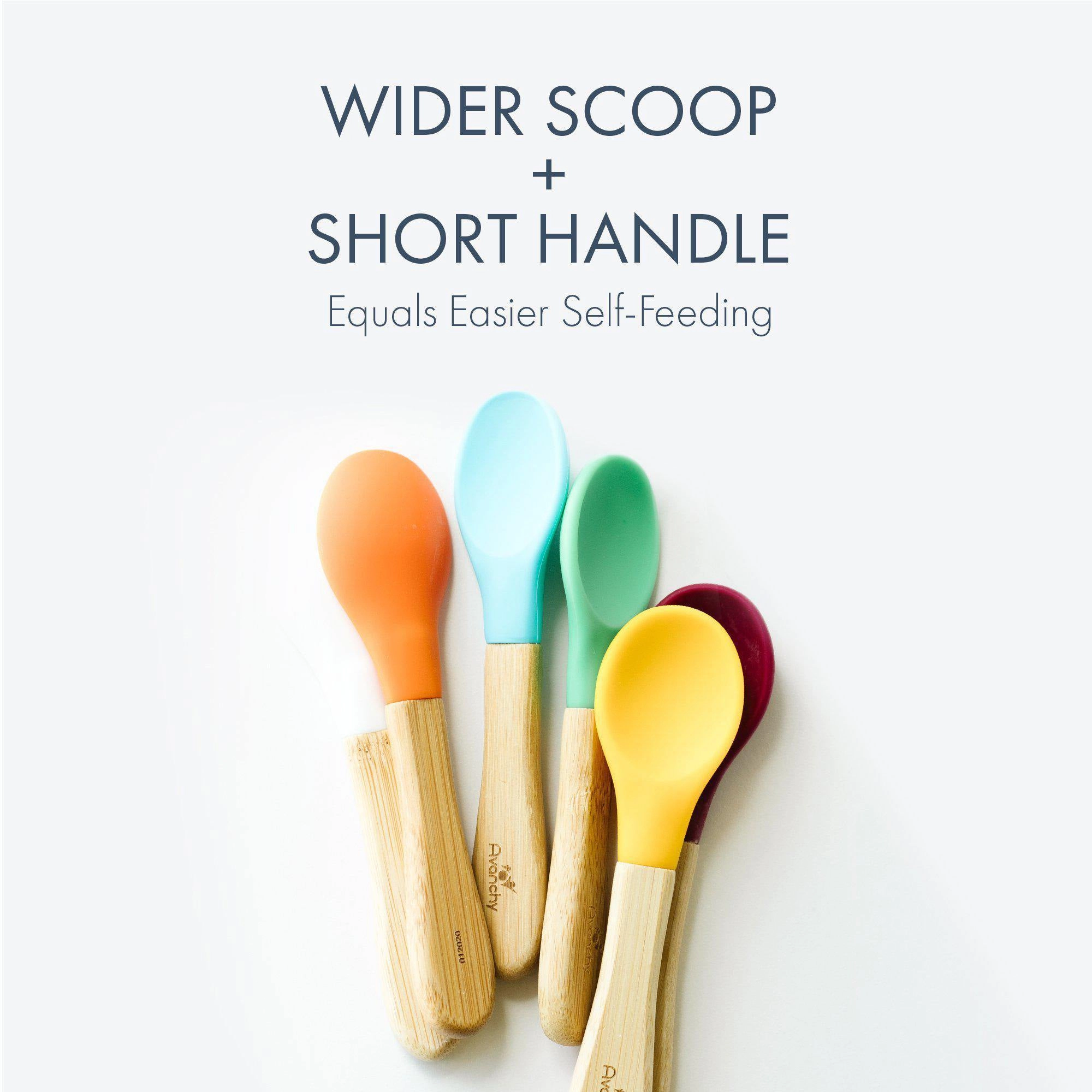 Avanchy Bamboo Baby Spoons - Pack of 5 - Blue (6m )