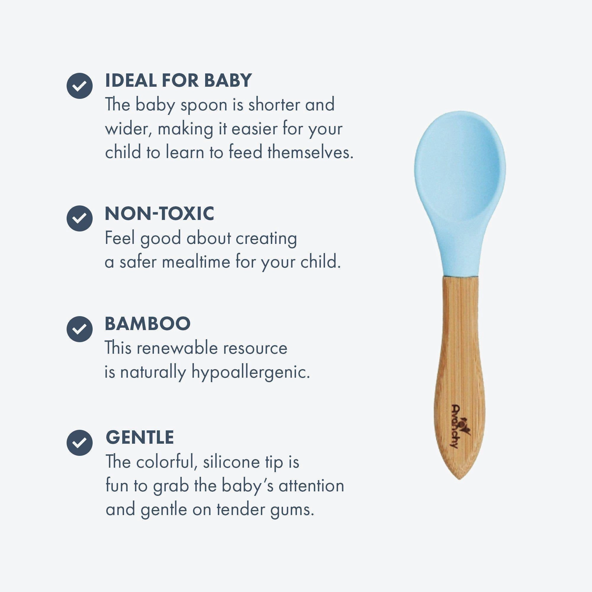 Avanchy Bamboo Baby Spoons - Pack of 5 - Blue (6m )