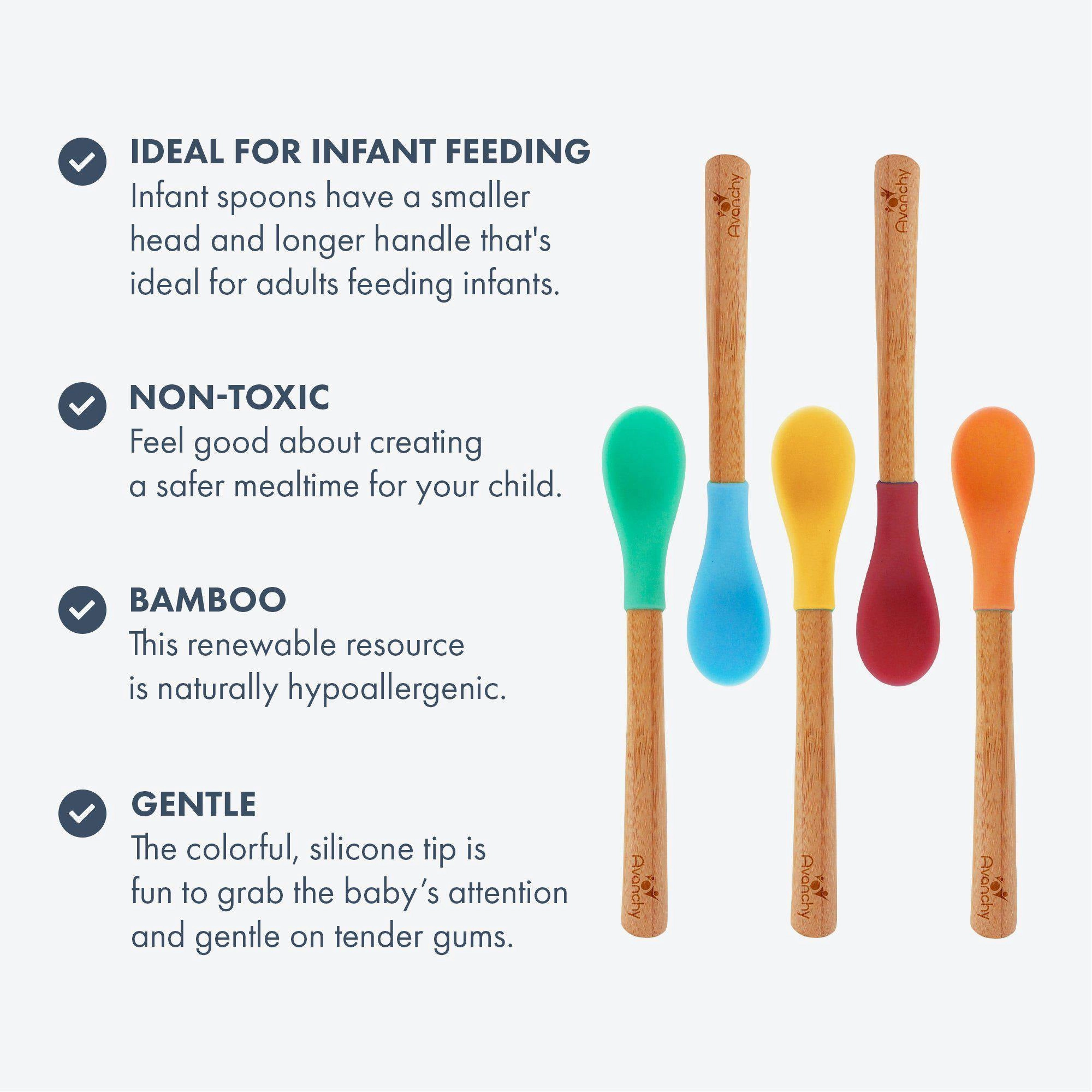 Avanchy Bamboo Inftant Spoons - Pack of 5 - Blue (4m )