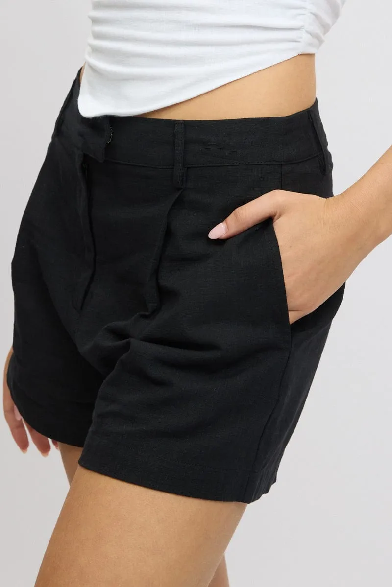 Black Shorts Mid Rise