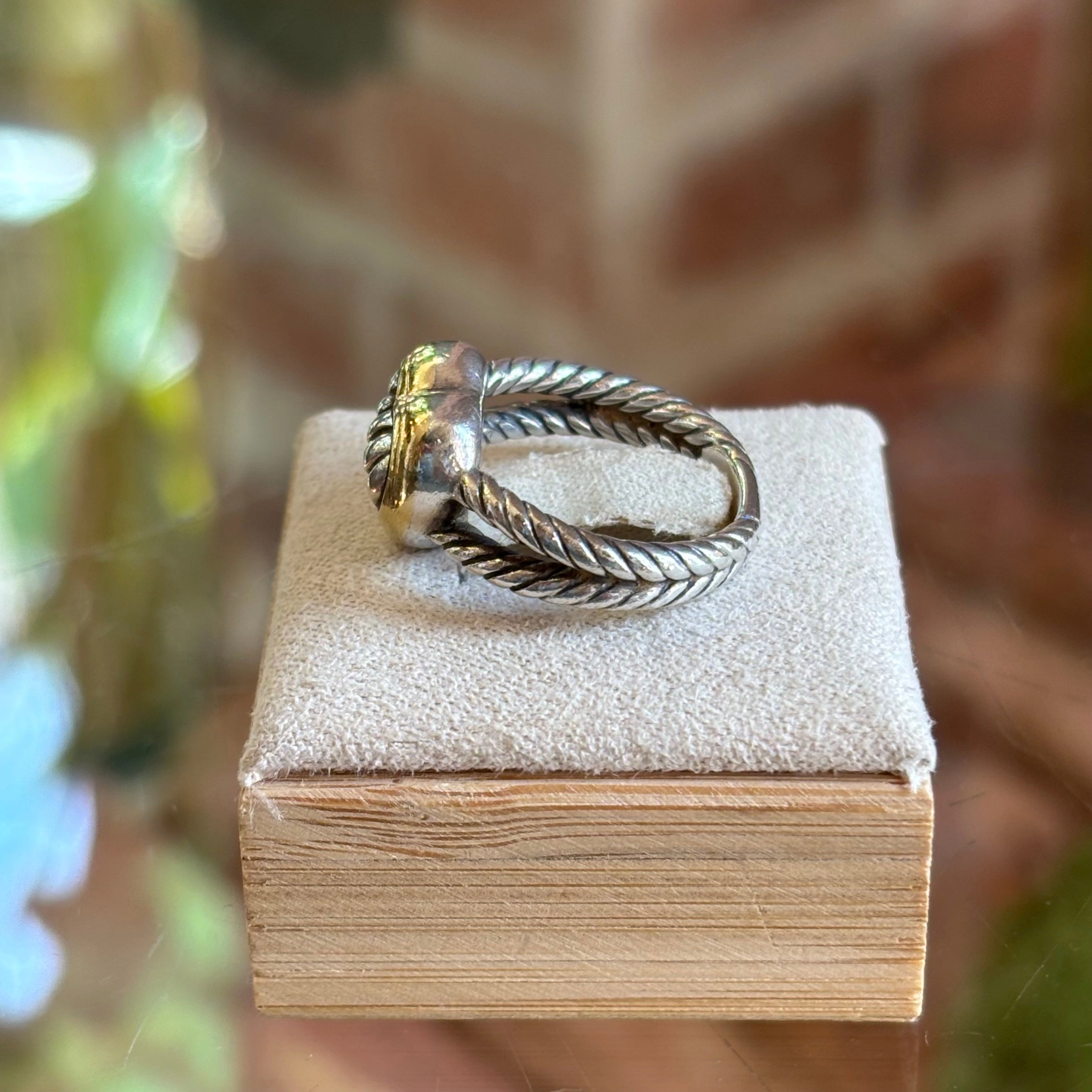 DAVID YURMAN 18k Yellow Gold Sterling Silver Cable Heart Ring