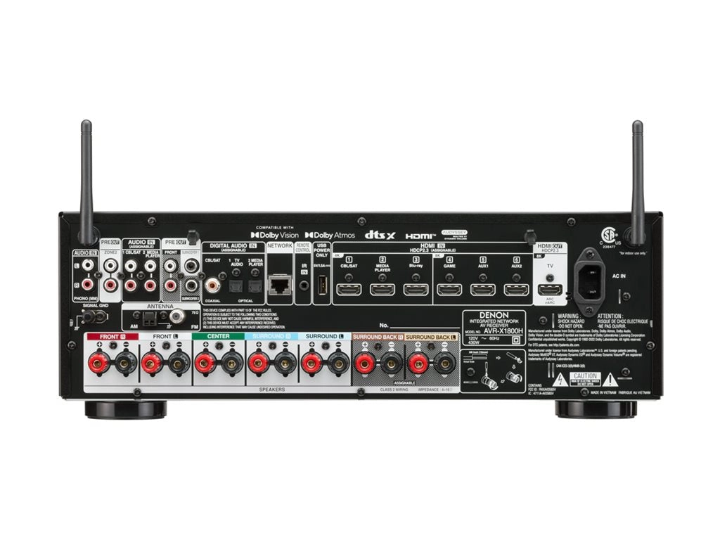 Denon AVR-X1800H - AV network receiver - 8K - HDR - 7.2 channel - 7 x 80 Watt - black DN-AVR-X1800H