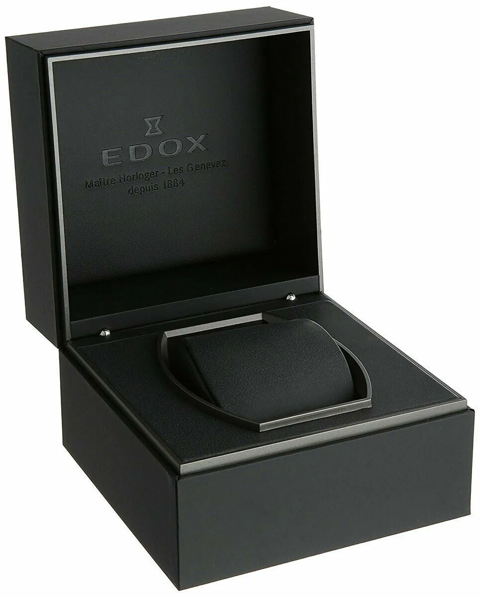 Edox Mens 01120-37R-GIR Les Bemonts Chronograph Automatic Stainless Steel Analog Display Day/Date Watch with Black Leather Strap