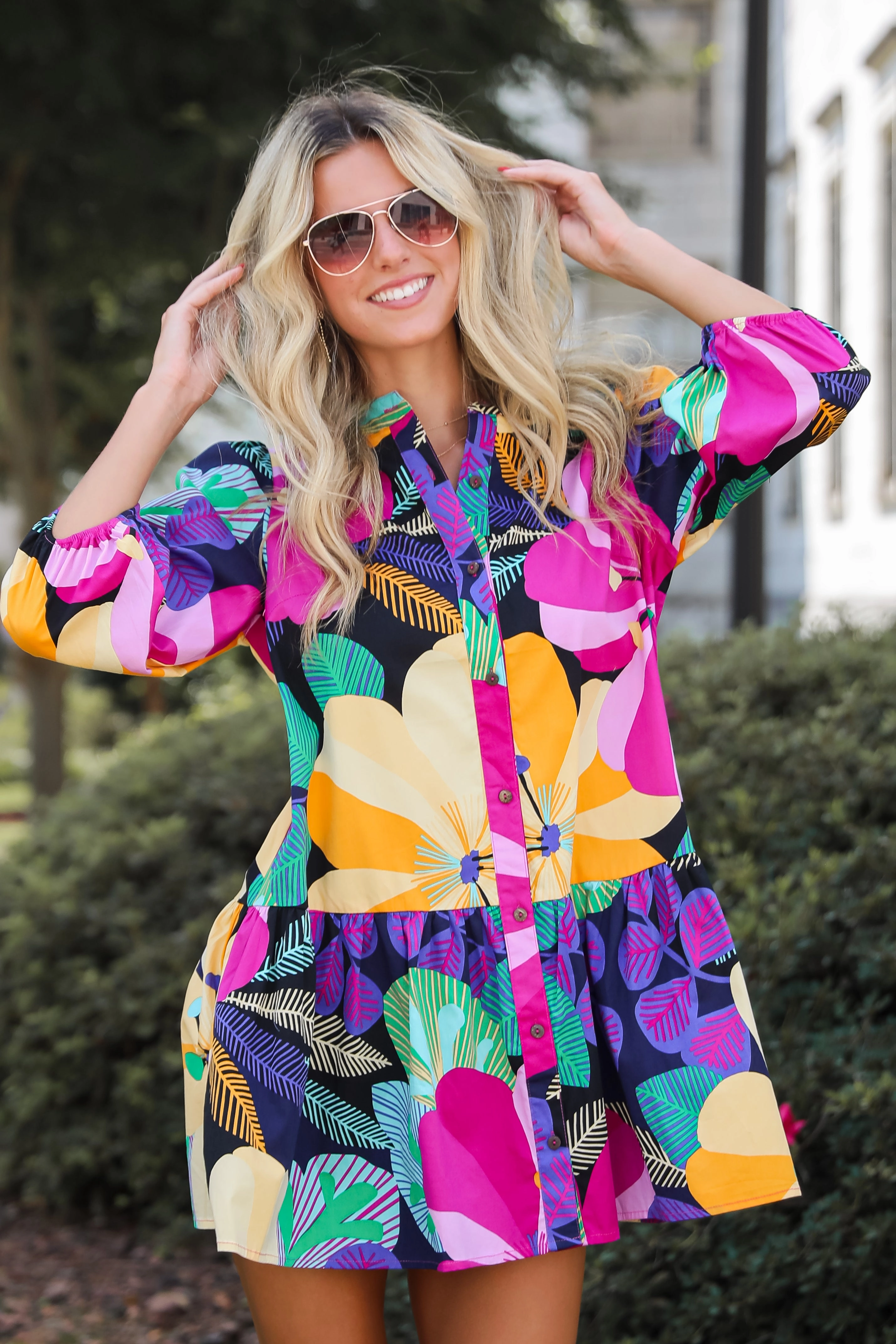FINAL SALE - Exemplary Charm Multicolored Floral Mini Dress