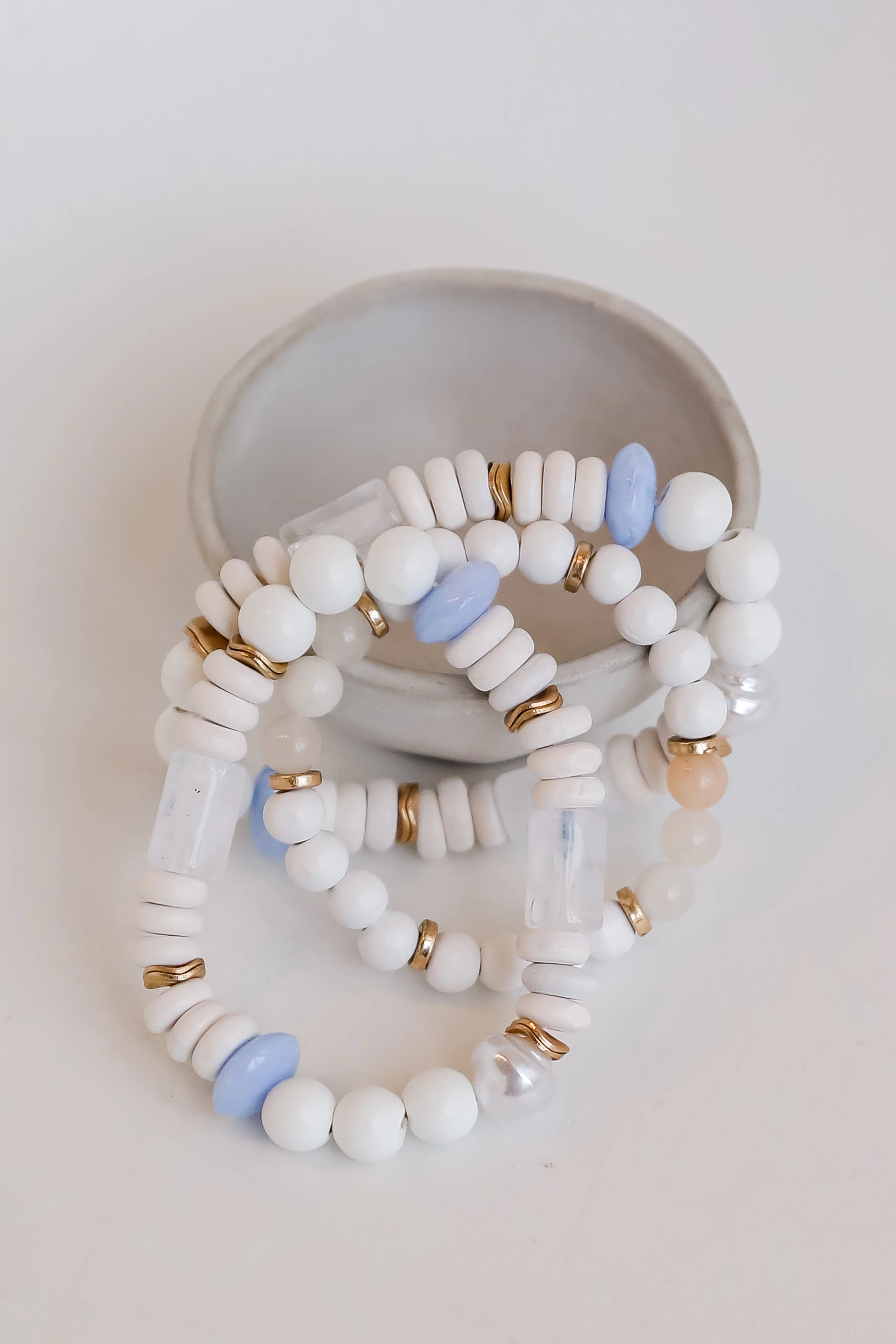 FINAL SALE - Julia White Beaded Bracelet Set