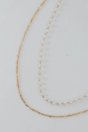 FINAL SALE - Kelsey Gold Pearl Layered Chain Necklace