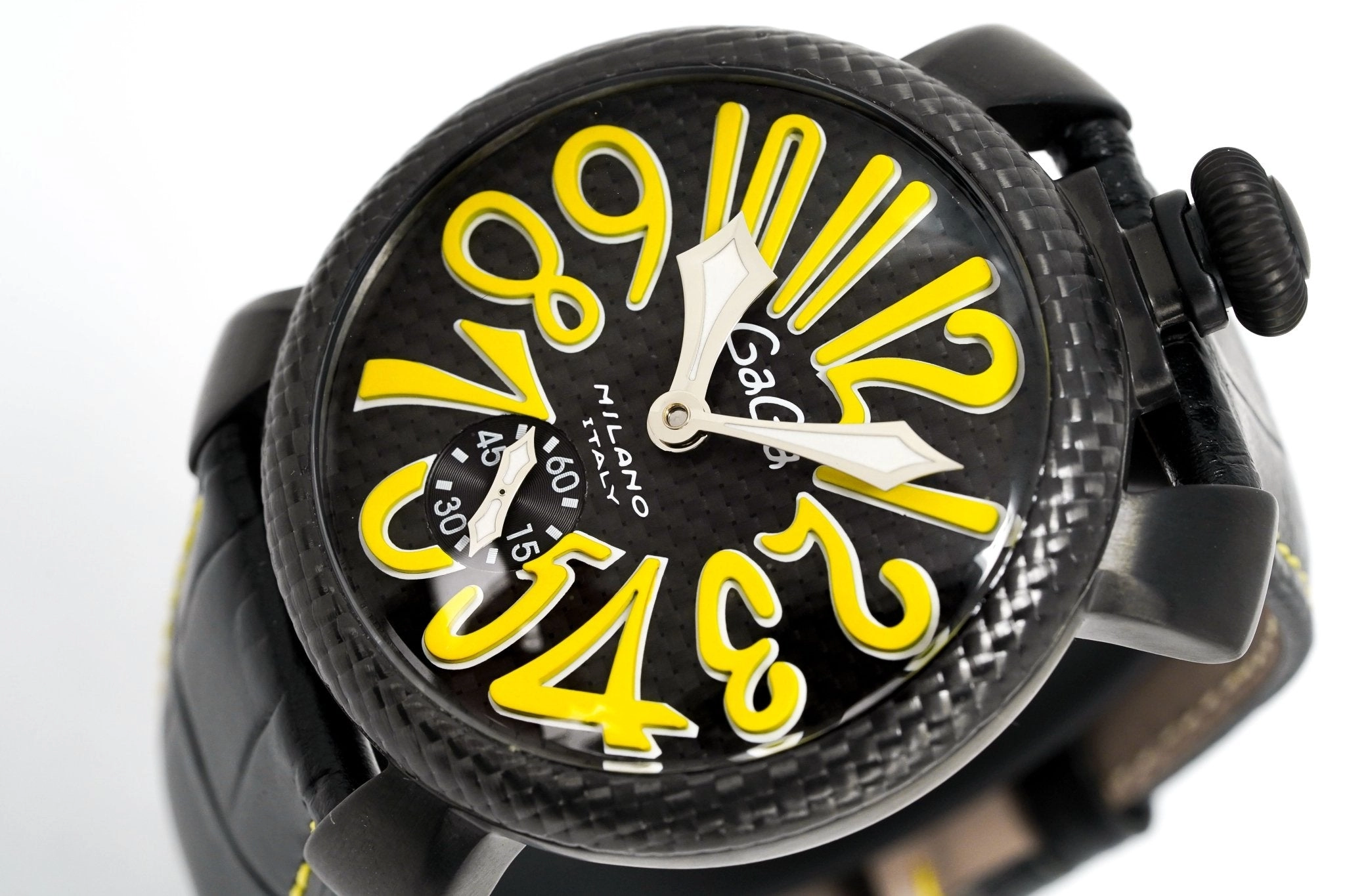 Gagà Milano Watch Manuale 48mm Carbon Fibre Yellow 5016.02