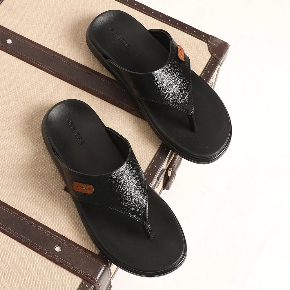 Healers Casual Black Slipper For Men MDL-05 By Liberty