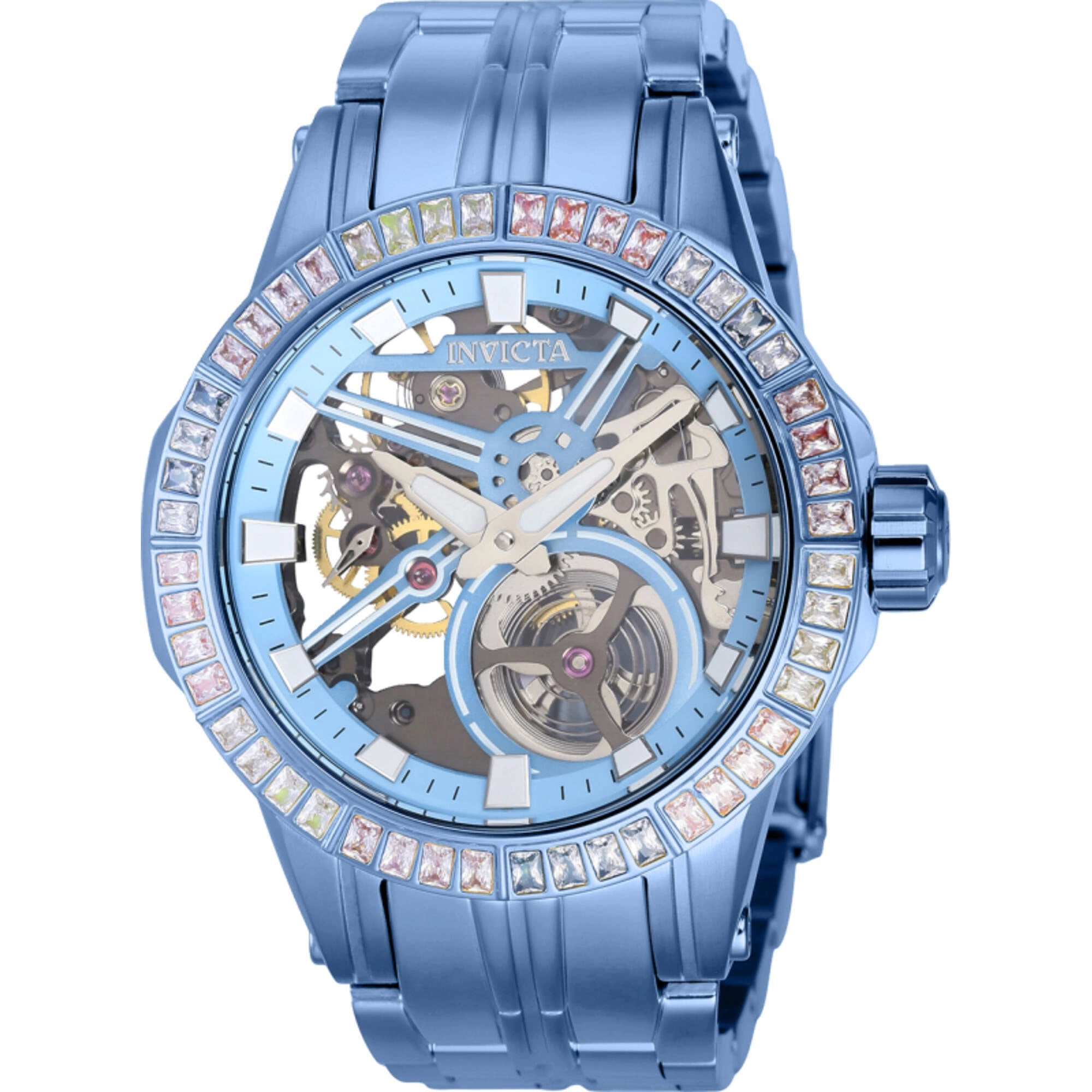 Invicta Men's Watch - Objet D Art Mechanical Skeleton Dial Ice Blue Bracelet | 40122