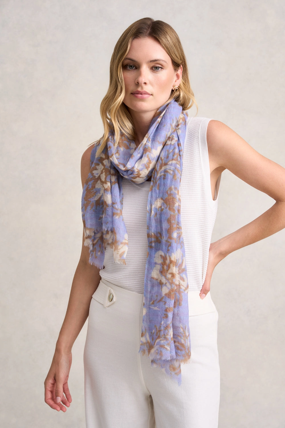 Lilac Floral Wool Scarf