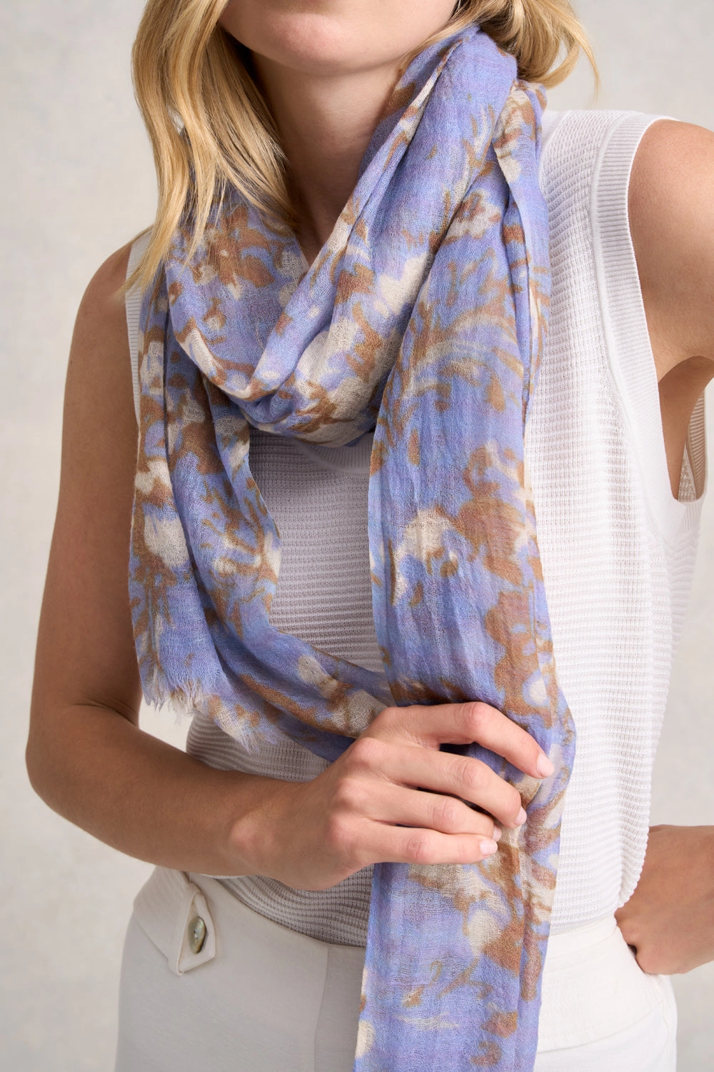 Lilac Floral Wool Scarf