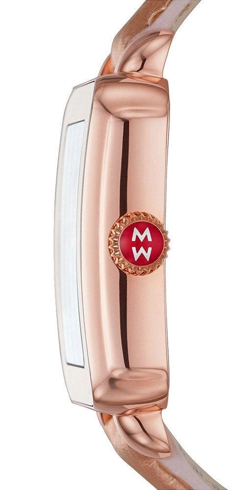 Michele Deco Sport Rose Gold Leather Silver Dial Date Womens Watch MWW06K000039