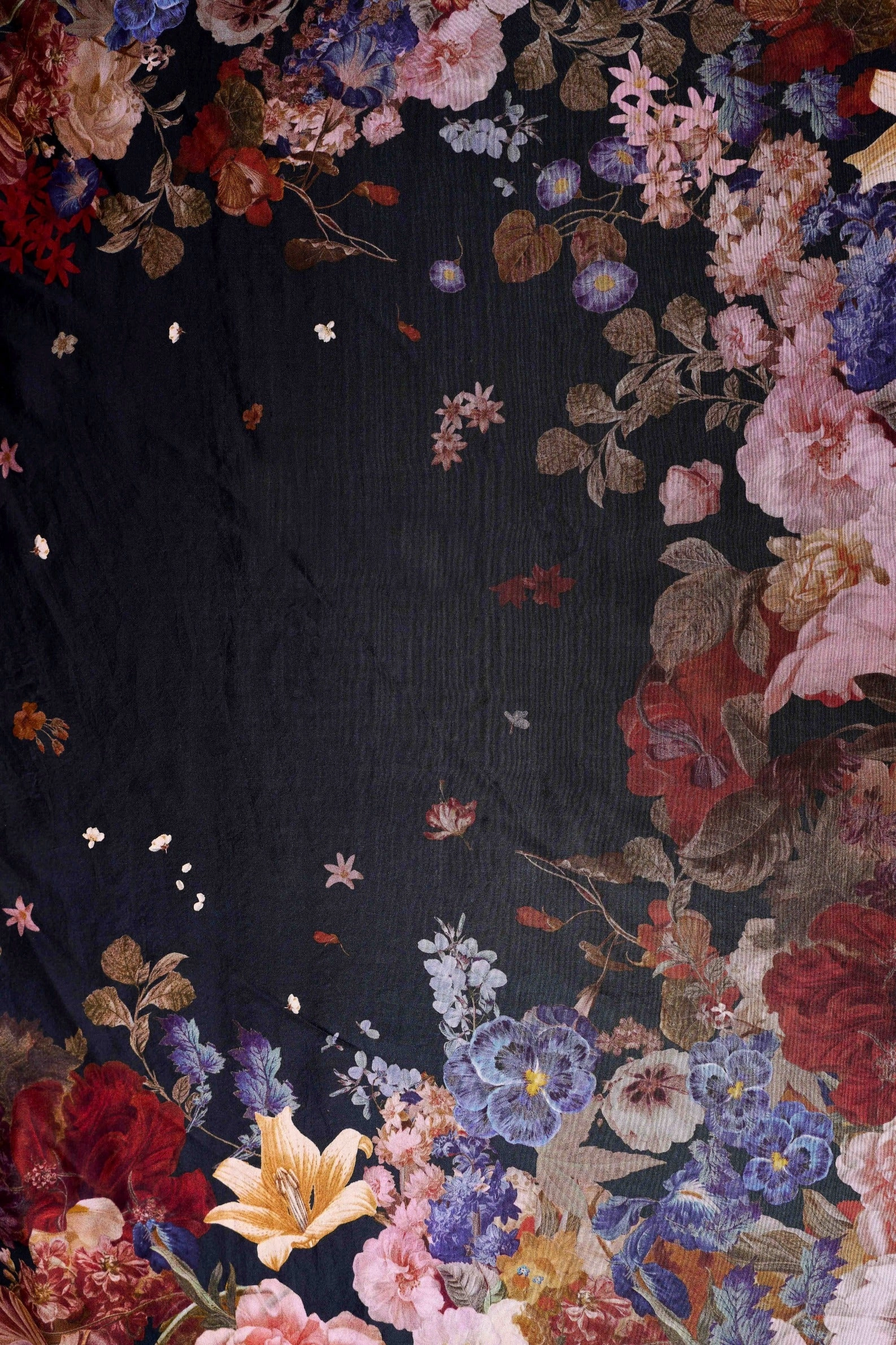 Midnight Floral Silk Scarf - Multicolour