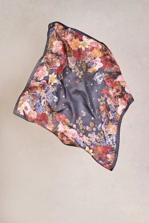 Midnight Floral Silk Scarf - Multicolour