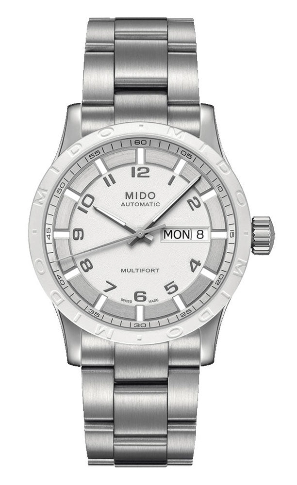 Mido Multifort Stainless Steel White Dial Day-Date Automatic Unisex Watch M018.830.11.012.00