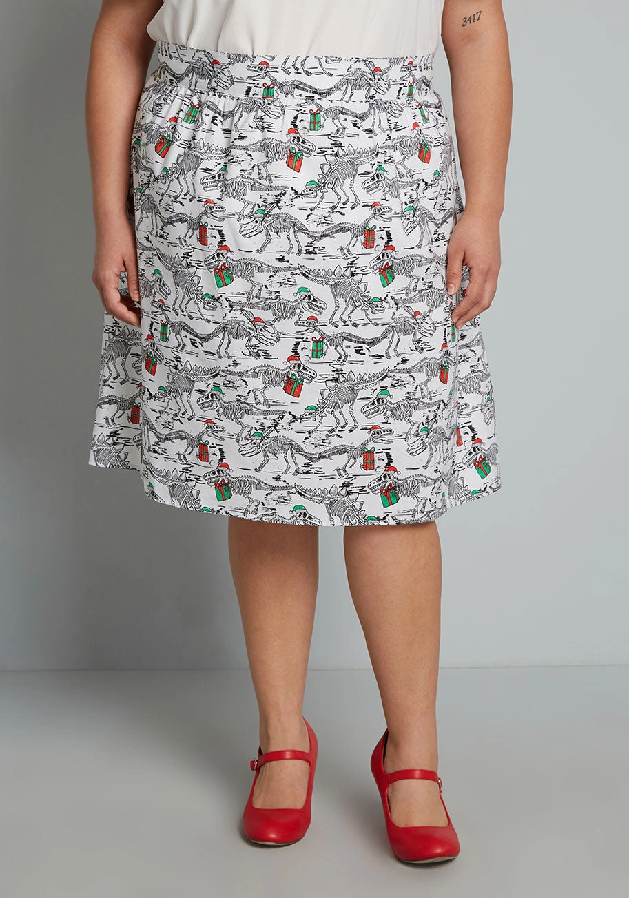 ModCloth X Retrolicious Prehistoric Gift Exchange A-Line Skirt