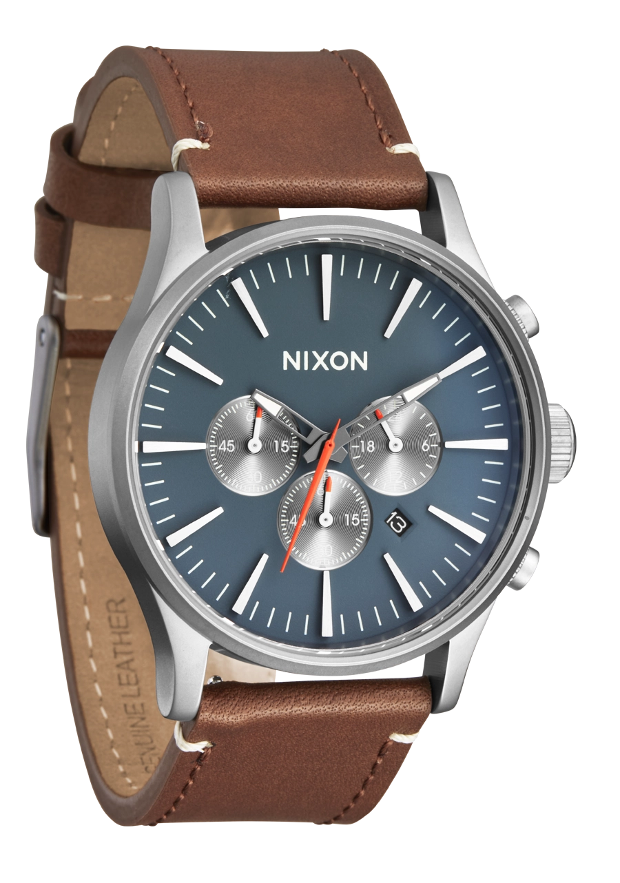 Sentry Chrono Leather - Lt Gunmetal / Basalt / Sienna