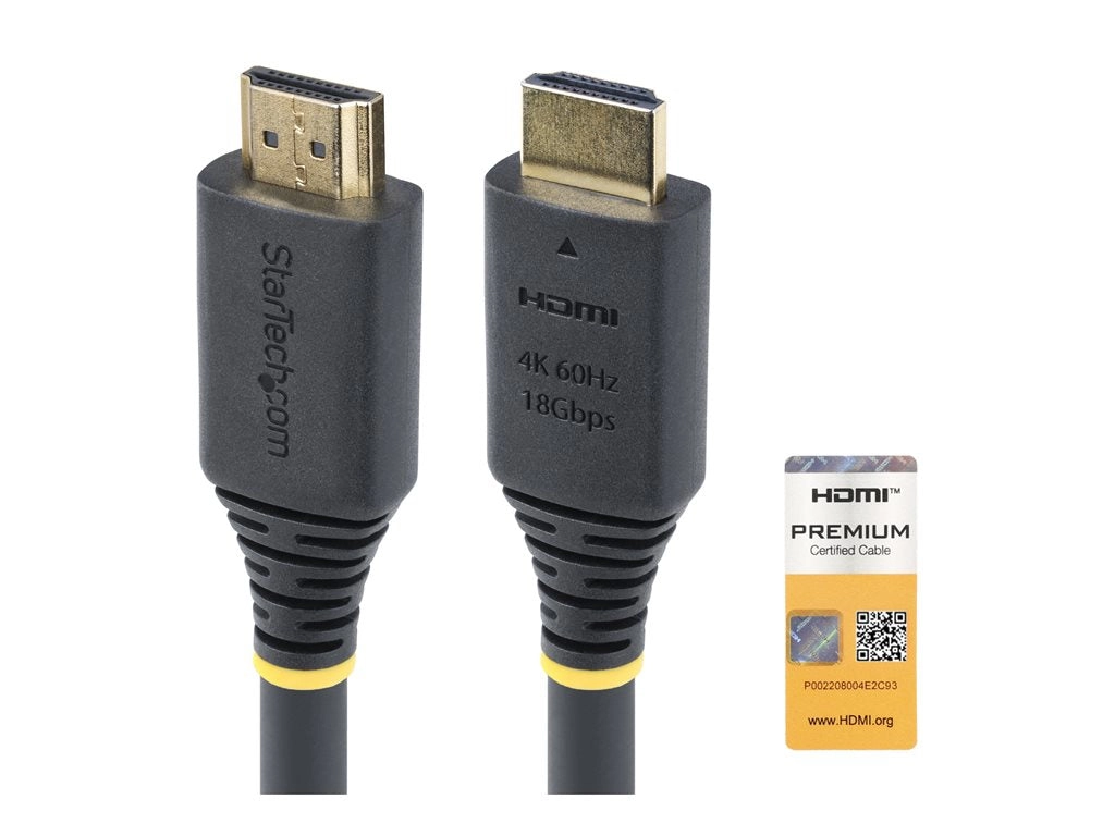 StarTech.com 6ft (1.8m) Premium Certified High Speed HDMI Cable, 4K60Hz - Premium High Speed - HDMI cable with Ethernet - HDMI HDMI2-CABLE-4K60-6F