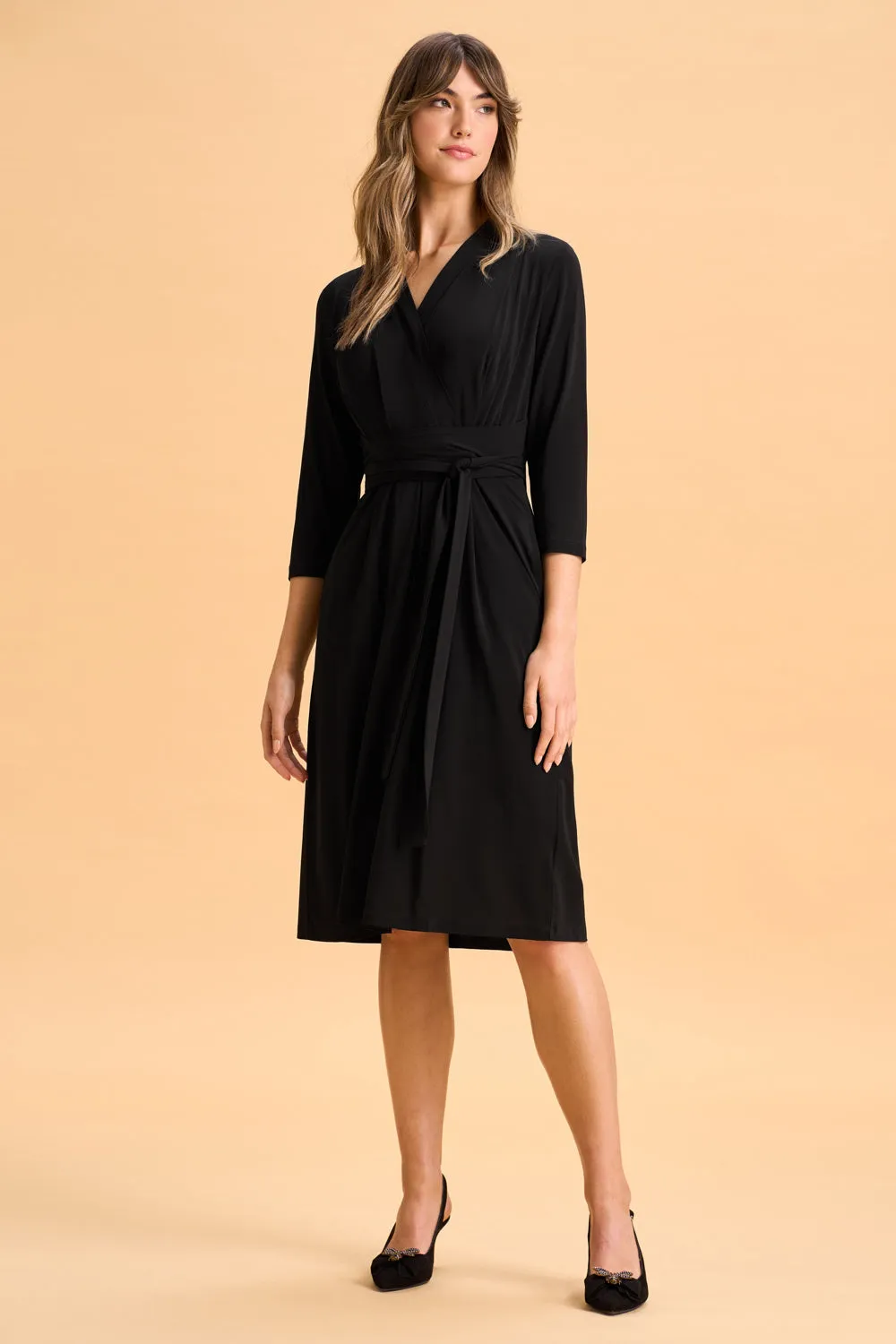 Tie Waist Jersey Dress - Black