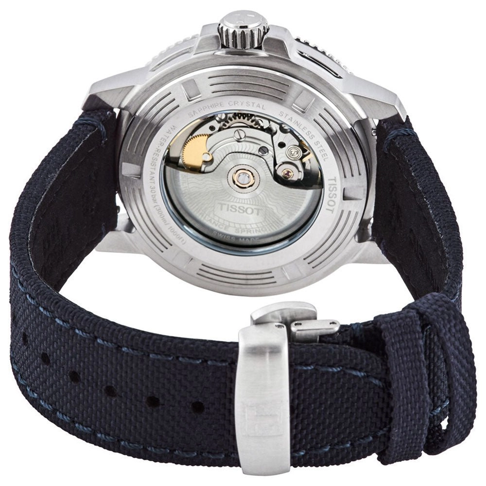 Tissot T-Sport Seastar 1000 Automatic Powermatic 80 Silicium Blue Dial Blue Textile Strap Date Mens Watch T120.407.17.041.01