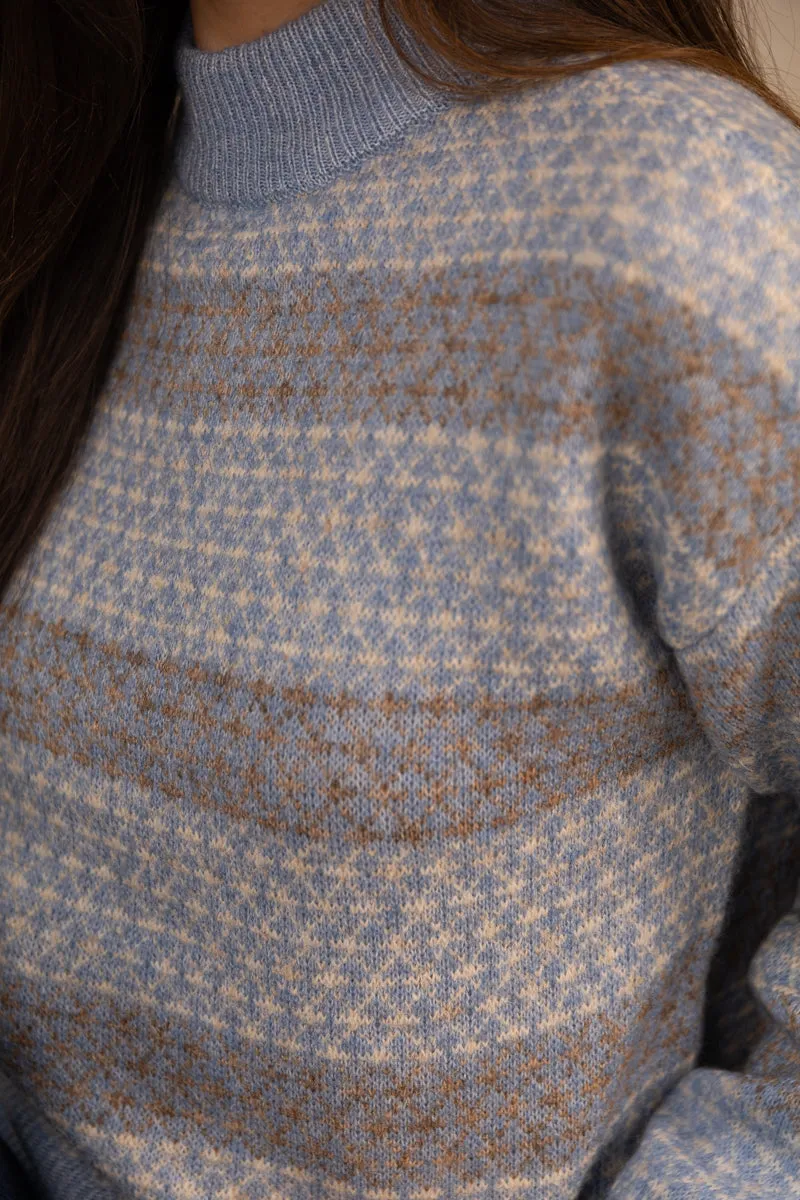 Trixie Fair Isle Blue & Beige Knit