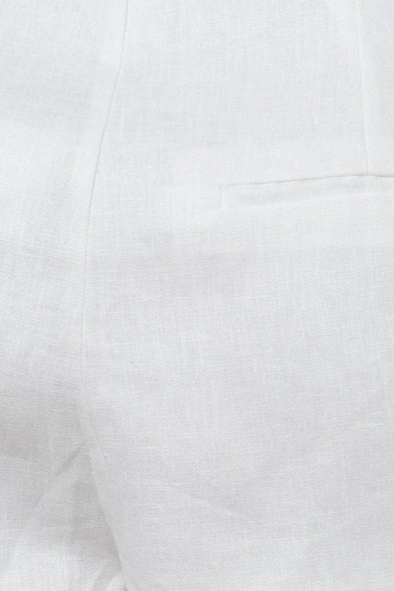 White High Rise Shorts Linen