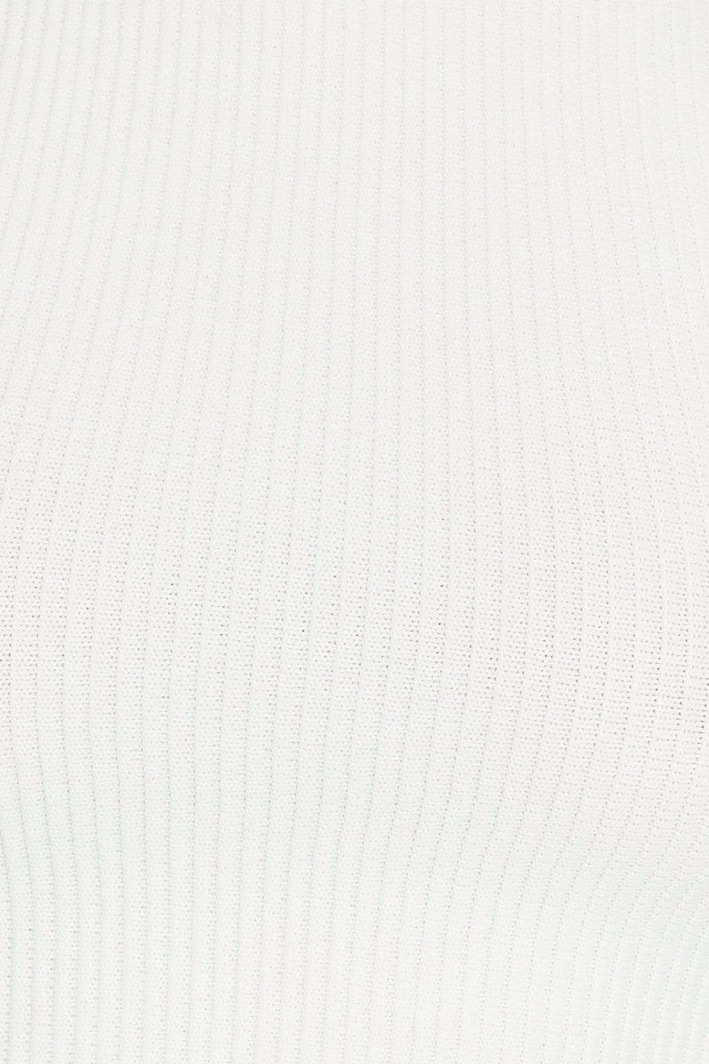 White Knit Top Ribbed High Neck