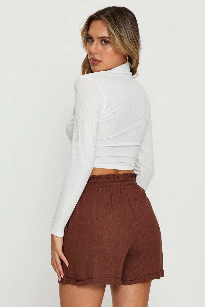 White Ruched Top Long Sleeve